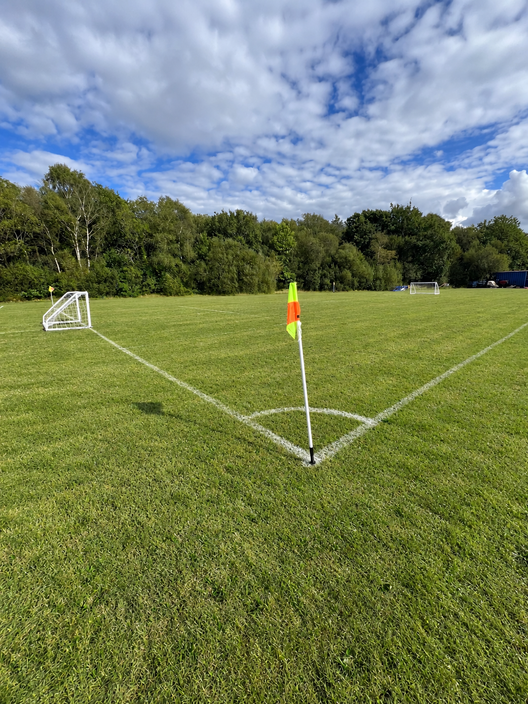 Heol-y-Cyw AFC community pitch with marked lines, goals and corner flag