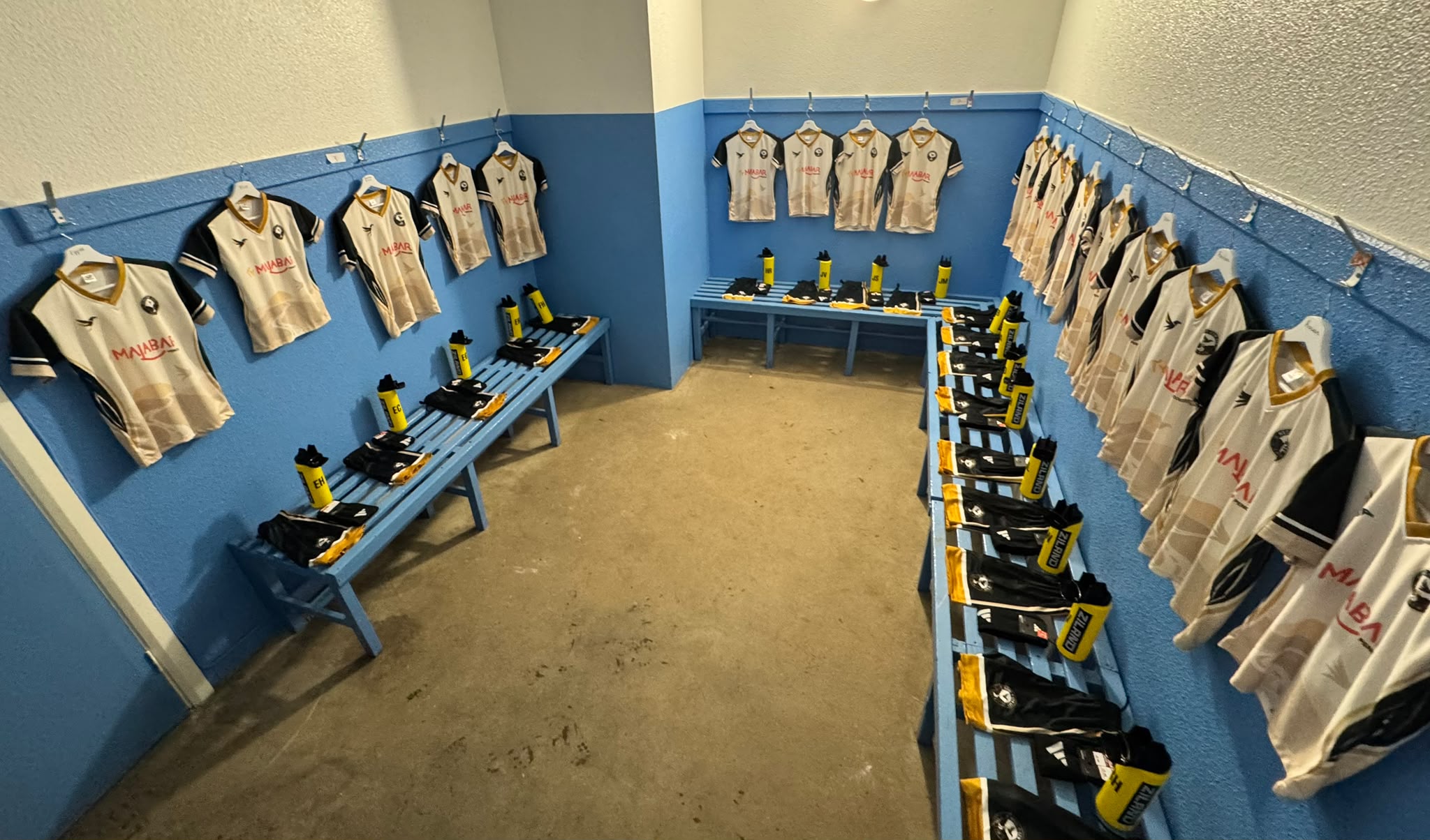 Heol-y-Cyw AFC match kits prepared in the changing room